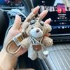 Chaveiro Urso de Pelúcia de Desenho Animado com Óculos e Macacão Boneca Fofa Chaveiro para Carro Boneca Fofa Pingente para Bolsa