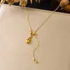 Moderna Cadena Minimalista Transfronteriza Colgante Largo Irregular de Borla Accesorio con Forma de Gota de Agua Acero Inoxidable Chapado en Oro