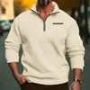 2025 Estação Independente Tamanho Grande Inverno Veludo Meio Zíper Gola Alta Pulôver Cor Lisa Casual Moletom Tendência Transfronteiriça Masculino