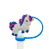 Cubierta de Popote de Silicona de Unicornio de Dibujos Animados Forma de Caballo Pequeño Compatible con Botella de Agua Stanley Tapa de Popote a Prueba de Polvo y Manchas