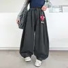 Pantalones casuales de otoño nuevos para niñas mayores, ropa infantil, pantalones holgados de lana curvados para niñas, versátiles y elegantes