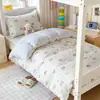 Juego de tres piezas de algodón puro estilo Ins para dormitorio de estudiante con estampado, sábana bajera y sábana encimera de algodón para cama individual de dormitorio, alta calidad y atractivo