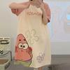 2025 Nuevo Camisón Delgado de Verano de Manga Corta Talla Grande Gordo mm Camisón de Largo Medio Pijama Ropa de Casa Comercio Exterior Venta al por Mayor