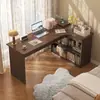 Escritorio de esquina para uso doméstico, escritorio de estudio, escritorio para computadora, escritorio de oficina, tocador de dormitorio, estantería integrada en el escritorio de esquina