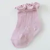 Calcetines para Niños, Calcetines de Verano Finos y Transpirables para Bebés, Calcetines para Bebés Recién Nacidos de Primavera y Otoño, Calcetines de Malla de Caña Media, Borde Fruncido de Algodón y Seda