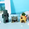 Ornamento de Aquário Paisagem Micro Spongebob Desenho Animado Decoração de Paisagismo para Aquário Casa de Fuga para Peixes e Camarões Artesanato de Resina