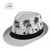 Sombrero de Playa de Protección Solar de Verano para Mujer, Sombrero Jazz con Estampado de Palmera, Sombrero de Paja Transpirable para Hombre