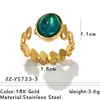 Anillo de Piedra Natural Yusen Europeo y Americano Acero de Titanio No se Desvanece Moda Lujo Ligero Gama Alta Anillo de Acero Inoxidable Joyería Transfronteriza