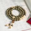 Diseño Chinoiserie Nuevo Chinoiserie Sándalo Verde Natural Pulsera de Sándalo Multi-Círculo Bodhi Pulsera para Hombre Juguete Cultural Rosario de Mano Nicho