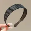 Diadema de corona alta estilo coreano, diadema de borde ancho, diadema para lavarse la cara con dientes, accesorio para el cabello de tela a cuadros de alta gama