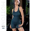 Ropa deportiva de secado rápido estilo europeo y americano con sensación de segunda piel para yoga para mujer, enterizo tipo camisola de verano, conjunto de entrenamiento de Pilates estilo Lulu
