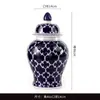 Vaso de Porcelana Azul e Branco com Pintura Subglace, Ornamento Cerâmico Pintado à Mão, Nova Decoração de Estante de Sala de Estar Estilo Chinês, Conjunto de Vasos para Decoração de Casa
