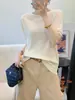 Blusa de Tricô Renda Francesa Estilo Delicado para Mulheres, Nova Coleção Verão 2026, Solta Versátil, Manga Curta de Seda Gelada, Blusa Fina