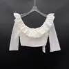 Conjunto de Saia Midi com Fenda e Camisola Strapless de Manga Curta com Babados, Desejo Puro, Férias de Verão 2026, Feminino