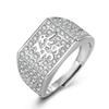 Anillo de Hombre Grande de Moda con Apertura Ajustable de Diamantes Completos Chapado en Platino de 18K Fortuna Gorda Anillo de Bodas