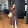 Abrigo Largo de Invierno con Capucha para Mujer, Relleno de Plumas, Talla Grande, Ribete de Piel