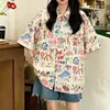 Camisa con estampado integral para jóvenes hombres y mujeres, de seda helada para verano con sensación fresca, de manga corta, estilo hawaiano, ropa de playa/cárdigan