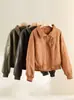Anhelo de Chaqueta de Cuero Ecológico, Triple Protección 90% Plumón de Ganso Nueva Chaqueta Parka Corta para Mujer con Cuello Alto