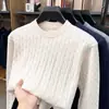 Otoño e Invierno Nuevo Suéter de Punto Trenzado para Hombre Cuello Redondo Moda Color Sólido Prendas de Punto Capa Base Venta al por Mayor de Fábrica