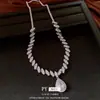 Pendientes y Collar de Zirconia Estilo Palacio Gota de Agua, Cadena para Clavícula de Lujo Ligero Nicho, Set de Joyería Exquisita de Gama Alta Personalizado