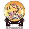 Cerâmica Jingdezhen Prato Observador Riqueza e Longa Vida Prato Decorativo Presente de Aniversário Artesanato Doméstico Chinês Ornamento