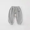 260806 Pantalones de Chándal Suaves de Felpa 280g con Bordado de Panda (Entrepierna Abierta)