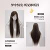Peluca Zelan [No se necesita redecilla] Peluca para mujer con raya en medio, Estilo largo y liso que favorece el rostro, Flequillo voluminoso, Pieza de cabello transpirable