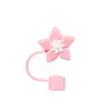 Tapa de Silicona de Grado Alimenticio para Popote Transfronteriza con Diseño de Estrella de Cinco Puntas y Flor, Adecuada para Popotes Stanley, Juego de Tapas de Enchufe a Prueba de Fugas 10mm