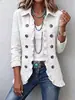 Nueva chaqueta corta de doble botonadura con volantes de estilo europeo y americano para mujer, con estampado de cuadros y leopardo, chaqueta casual ajustada