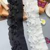 10cm blanco y negro cuatro capas gasa plisado con volantes encaje accesorios cuello cortina decoración dobladillo falda
