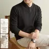 Moletom térmico masculino de mistura de seda e lã, novo modelo outono e inverno 2026, um botão, macio, quente, elegante camisa base masculina