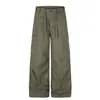 C1053 Calle Principal Estilo Americano Para Hombre y Mujer Modernos Retro Diseño a Cuadros Holgados de Pierna Ancha Casual Pantalones Cargo