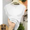 Camiseta Modal de Gola Redonda Manga Curta para Mulheres 2025 Nova Início de Primavera e Verão Mangas Curtas Pequenas em Malha Cor Lisa Tops de Manga Curta para Mulheres
