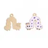 Venta al por mayor transfronteriza de accesorios para joyería DIY: colgantes de esmalte con forma de insecto de dibujos animados, collares hechos a mano, llaveros y dijes pequeños de aleación