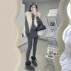 Pantalones Falda Falsos de Dos Piezas para Otoño e Invierno Ropa de Abrigo para Mujer Cintura Alta Adelgazantes Ajustados al Cuerpo Pantalones Ajustados para Cubrir las Caderas