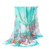 Novo produto estilo K, estampa de borboleta colorida, cachecol longo de seda em chiffon, atacado, fabricante de Yiwu, fornecimento de barraca de cachecol de outono e inverno