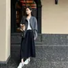 Elegante Falda Larga de Acetato y Lana de 6 Paneles para Commuter, Cintura Oculta Adelgazante, Cintura Elástica Plisada, Falda Larga Otoño/Invierno con Bolsillos para Mujer