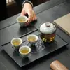 Taza de Té de Vidrio Roja con Tapa Olla Grande Individual No Caliente para una Persona Juego de Té Kung Fu Tetera de Color Bajo Esmalte
