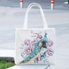 Bolsa de Lona Bordada a Doble Cara con Alambre Dorado de Pavo Real, Bolso de Doble Asa, Bolso de Compras de Gran Capacidad, Nuevo Estilo Étnico, Bolsa de Viaje