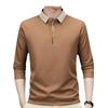 Explosões de Comércio Exterior Transfronteiriço Primavera e Outono Camisa Polo Masculina de Manga Comprida Masculina Negócios Colarinho Tesoura Cor Sólida Camiseta Básica Lapp Masculina