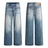 Moda Masculina Fengshe / Jeans Retro Americano Primavera 2026 para Homens e Mulheres, Calças Casuais Largas de Corte Reto Tendência