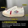 2025 Primavera e Verão Novo Tênis Casual de Sola Grossa Feminino Cano Baixo Respirável Sapatos de Lona Tênis Combinando Cores Lisas Versátil Tendência