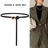 Cinturón Delgado de Moda para Mujer, Versátil para el Verano, Cinturón de Cuero sin Hebilla, Accesorio Decorativo para Vestidos, Cinturón Pequeño para Ceñir la Cintura, Aspecto de Alta Gama