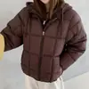 Chamarra acolchada de algodón con capucha tejida para mujer, estilo coreano nuevo modelo 2026, abrigo de algodón suelto tipo dos piezas, ropa exterior de algodón cálida y gruesa