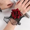 Pulseira Vintage Punk Palace Gótica Lolita de Renda Borboleta Rosa com Anel Corrente Peça Única