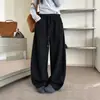 Pantalones de Chándal Anchos Estilo Coreano Otoño Invierno Pierna Ancha Hoz para Mujer Caída Delgada Cintura Alta Cordón Casual Sueltos Estilo Perezoso Pantalones Deportivos