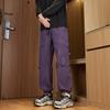 Pantalones Cargo Morados para Hombre 2025 Primavera Nuevo Estilo Americano Retro Marca de Moda Sueltos Rectos Casuales Punto Venta al por Mayor