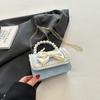 Bolso pequeño estilo coreano con perlas para chica, bonito y pequeño bolso cuadrado, monedero, elegante bolso bandolera
