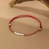 Pulsera de Plata Pura S999 Abao Estilo Sencillo Plata Rota para Mujer Nuevo Estilo Chino Año Animal Pulsera Trenzada Roja Versátil para Entrega