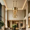 Candelabros de barra larga de doble capa hechos a medida para salones grandes en clubes, iluminación de ingeniería metálica de estilo chino nuevo para proyectos de construcción